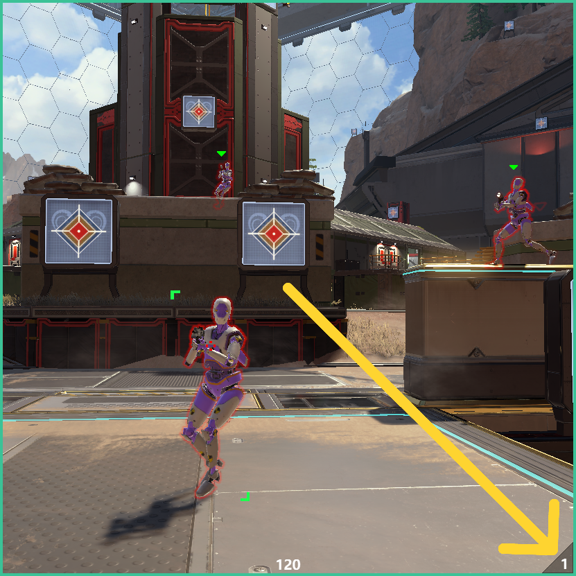In a battle scene, the detection box shows a number at the bottom right with a large arrow pointing to it